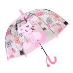 [키즈스퀘어] 아동용 투명 돔형 우산 분홍고양이