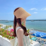 예쁜 여성 여름 마르 핸디 돌돌이 썬캡 왕골 모자 썬캡 선캡 바캉스