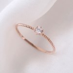 14K 필라 꼬임 스톤 반지