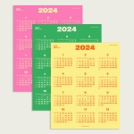 2024 포스터 달력(옐로우/핑크/민트)