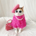 핑크 퍼 럭셔리 원피스 고양이 강아지 옷 할로윈 코스튬 생일 선물