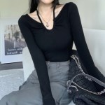 (당일) SALE 여성 섹시룩 포인트 끈 슬림핏 긴팔티