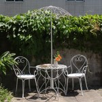 야외용 우산테이블+하트의자 2p세트(화이트)