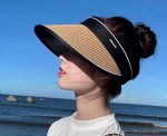 봄 여성 라탄 UV 돌돌이 선캡 휴대용 모자 썬캡 여행 나들이 출퇴근