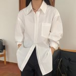 여성 화이트 루즈핏 긴팔 와이셔츠 남방