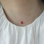 산호 실버볼 체인 목걸이 / Coral Silverball Chain Necklace