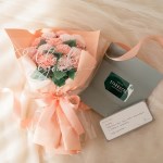 라솔트 레터링 카네이션 꽃다발+메세지용돈&카드케이스_살구핑크