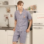 [레노마] 프리미에팜 라인프렌즈 남성 보딩 시어서커 5부 잠옷세트NY
