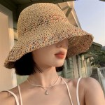 컬러 밀짚 여성 벙거지 여름 해변 모자 휴가 자외선차단 사파리 왕골