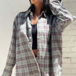여자 여름 체크남방 루즈핏 캐주얼 긴팔 셔츠