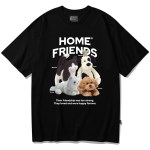 반팔 티셔츠 블랙 - 방구석 친구들(Home Friends)