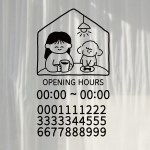 S1955 멍멍이카페 귀여운 셀프 영업시간 스티커 투페이지 일러스트