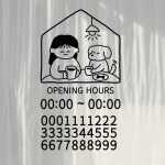 S1953 댕댕이카페 귀여운 셀프 영업시간 스티커 투페이지 일러스트