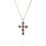 Magic 14K Blue Diamond Cross Necklace