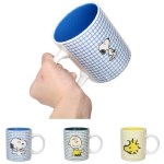 일본 캐릭터 스누피 그래프 체크 머그 컵 340ml