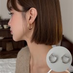 라비트 볼륨 원터치 링 골드 실버 귀걸이 2size
