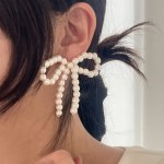 [당일배송][귀찌가능]왕 리본 진주 소품 제작 웨딩 귀걸이