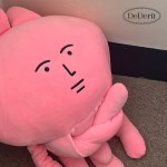 진지한 핑크 엄근진 해파리 토끼 인형 쿠션 웃긴 선물