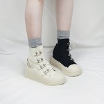 티마 캔버스 하이탑 버클 키높이 통굽 스니커즈 8cm