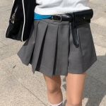 에듀 언발 플리츠 미니 스커트 치마바지 슬랙스 반바지
