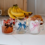 수이브 수채화 리본 투명 유리 머그컵 330ml