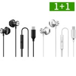1+1 고음질 HiFi 오픈형 C타입 유선 이어폰 마이크 내장 리모컨 지원