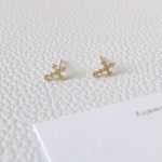 14k 큐빅 십자가 귀걸이 골드 십자가 이어링
