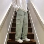 남성 데일리 패러스 지퍼 카고 와이드 바지