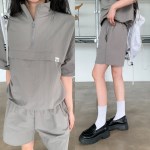 아노락 반바지 반팔 캐주얼 나일론 스트링 트레이닝 세트