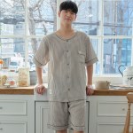 남자잠옷 남성 여름잠옷 파자마 실내복 체크 인견면 반팔