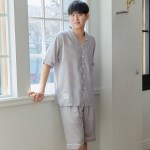 남자잠옷 남성 파자마 여름 실내복 체크 텐셀 반팔 홈웨어