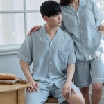 남자잠옷 남성 파자마 홈웨어 스트라이프 인견면 반팔 여름 실내복