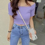 여성니트 밴딩 캐주얼 스모크 여름 크롭탑 여성니트티 여성 반팔
