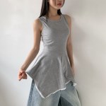 여자 슬림핏 밑단 언발 프릴 미니 원피스