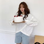 여자 유니크 절개 언발 루즈핏 긴팔 맨투맨