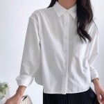 심플 면혼방 원포켓 세미크롭 남방