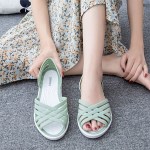 여자 파스텔 위빙 크로스 젤리슈즈 플랫 샌들