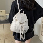 여자 투포켓 가죽백팩 스트링 고리 데일리 백팩