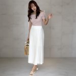 여자 롱 랩 무지컬러 나일론 H라인 스커트