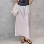 여자 나일론 롱 밴딩 뒷트임 h라인 스커트