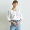 FRONT BUTTON PUFF BLOUSE_WHITE