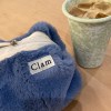 Clam round pouch _ Fur Cosy blue