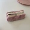 Clam round pencilcase _ Fur powder pink