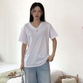 여성 썸머 오버핏 브이넥 반팔 티셔츠