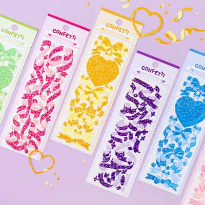 (홀로그램) 반짝반짝 컨페티 스티커_BIG 컬러세트