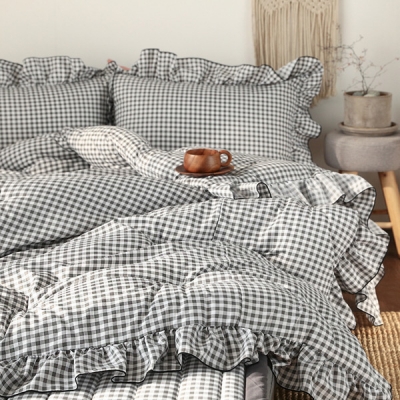 먼지없는 체크데이 프릴 차렵이불(SS/Q)-5color
