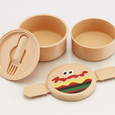 버거콘 원형 2단 도시락(포크포함)