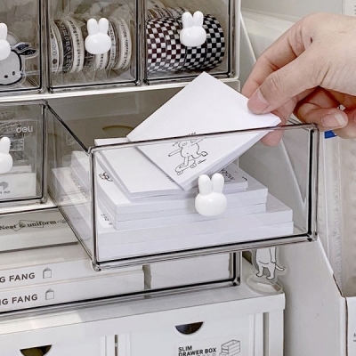 토끼 손잡이 미니 서랍 다용도 정리함 2size