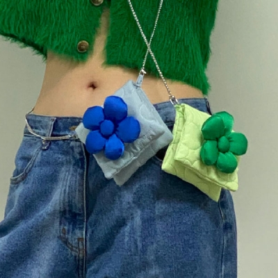 FLOWER PADDED BAG (YELLOW-GREEN)