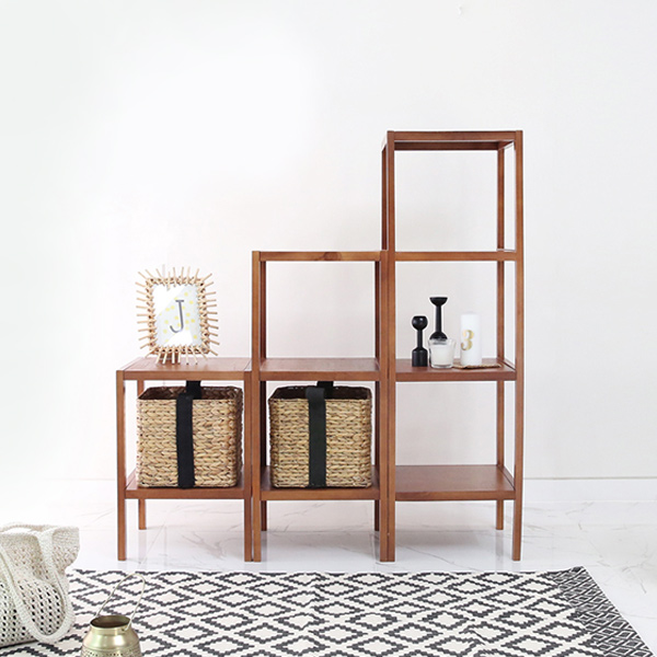 브라운 원목 다용도 수납 사각선반 4size 스탠드선반